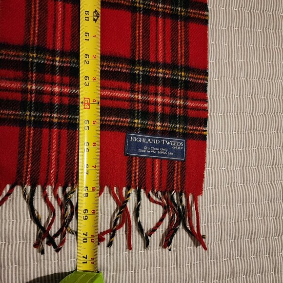 Royal Stewart Tartan Plaid 100% Merino Wool Scarf - Picture 5 of 8